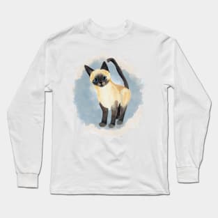 Saucy Siamese Kitten in blue Long Sleeve T-Shirt